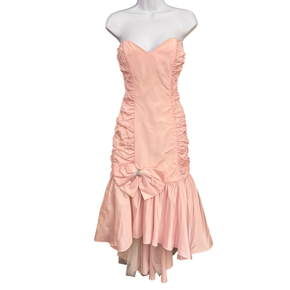 Vintage Jolie Madame Strapless Dress 80s Prom Barbiecore Coquette Princess